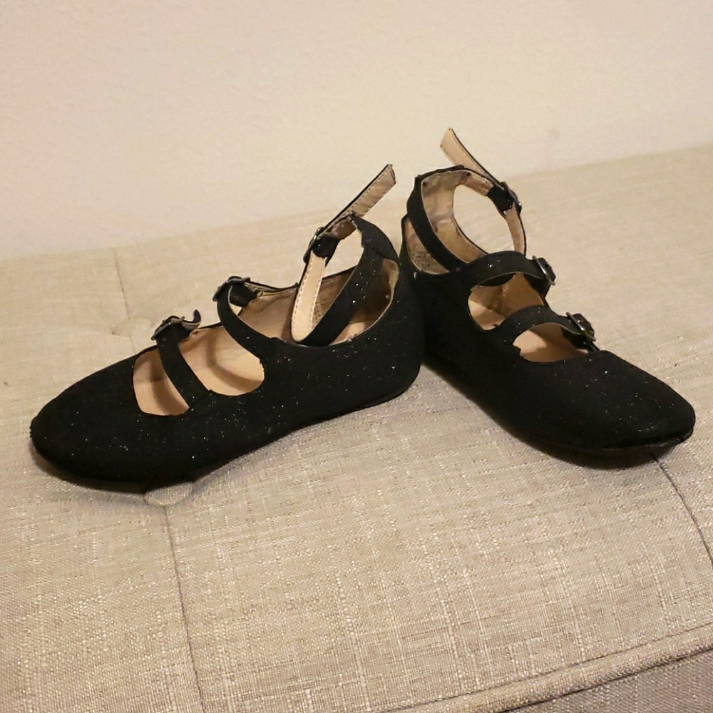 Black Shimmery Little Girl Shoes- Toddler Size 9